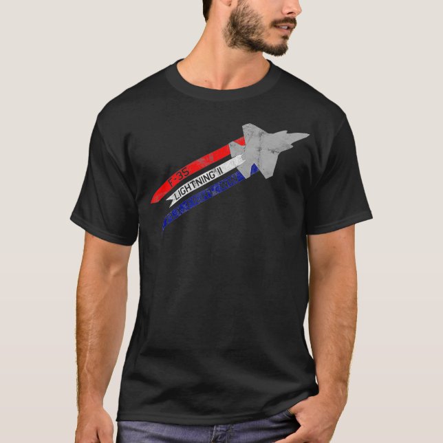 Camiseta F35 Relâmpago II Voo de Combatente de Jato (Frente)