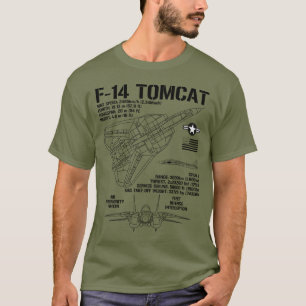 Camiseta F-14 Tomcat Fighter Jet Specs militares F14 Tomcat