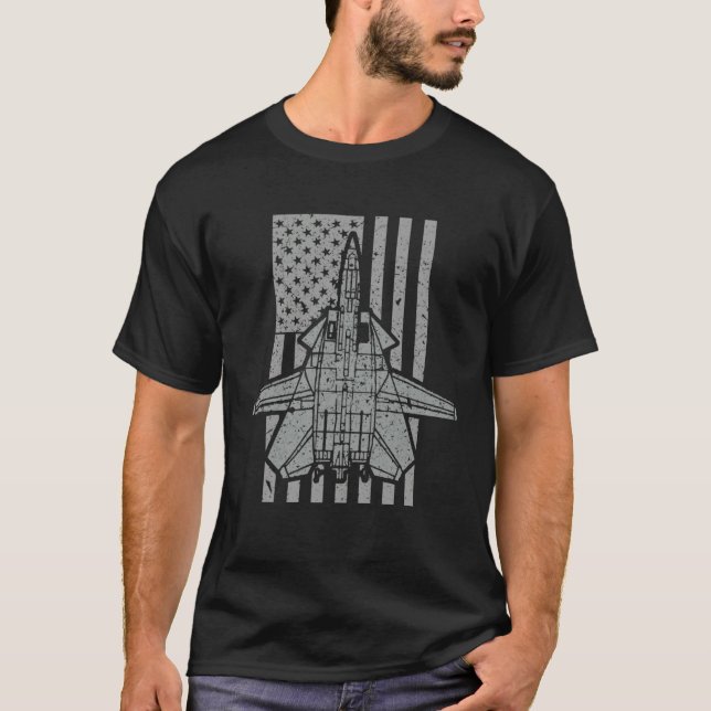Camiseta F 14 Tomcat Jet Fighter American Flag (Frente)