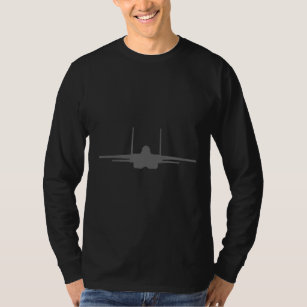 Camiseta F-15 Silhueta e Tri da Aeronave de Combatente de Á