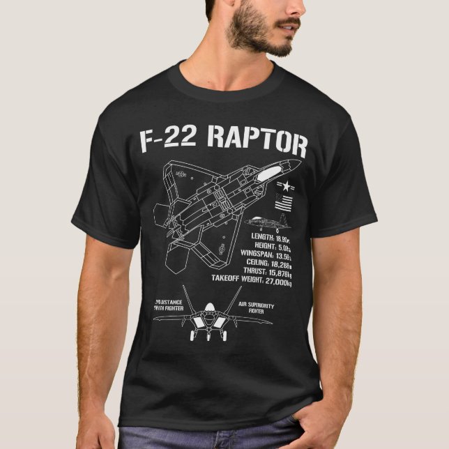 Camiseta F-22 Raptor militar F22 de caça ao Raptor (Frente)
