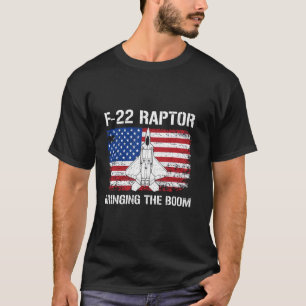 Camiseta F-22 Raptor Trazendo o Boom Bandeira EUA Avião de