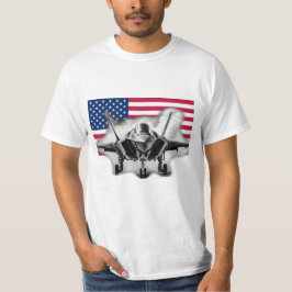 Camiseta F-35 Jato de Combatente com Fundo de Sinalizador d