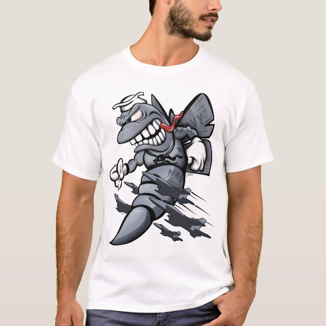Camiseta F/A-18 Caricatura de Jato Militar de Combate à Luz (Frente)