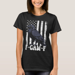 Camiseta F Caw F Corvo Preto Pássaro Preto Retro Bandeira E