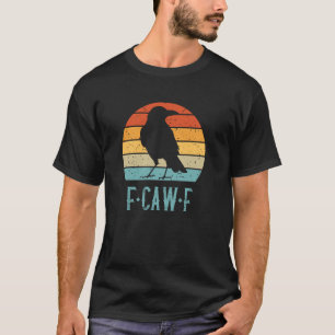 Camiseta F-Caw-F Corvo Preto Pássaro Preto Retro Pôr do Sol