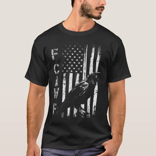 Camiseta F Caw F Crow American Flag F-caw-f Nge Bird Cawing (Frente)