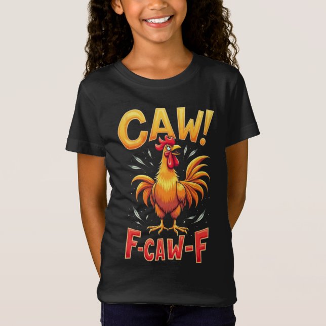 Camiseta F-CAW-F Design Gráfico de Galinhas Engraçadas (Frente)