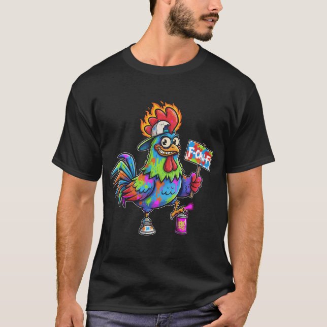 Camiseta F-CAW-F Galo de Grafite Funky Rooster (Frente)