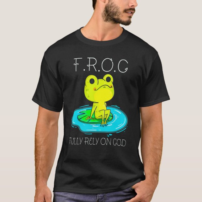 Camiseta F.R.O.G Fully Rely On God Christian Amphibian (Frente)