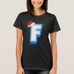 Camiseta F Snowy Capital Christmas Monograma - Letra alfabé