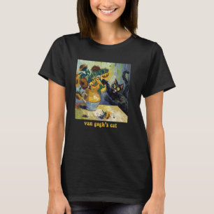 Camiseta Fã Artista de Gato Preto com Girassóis de Van Gogh