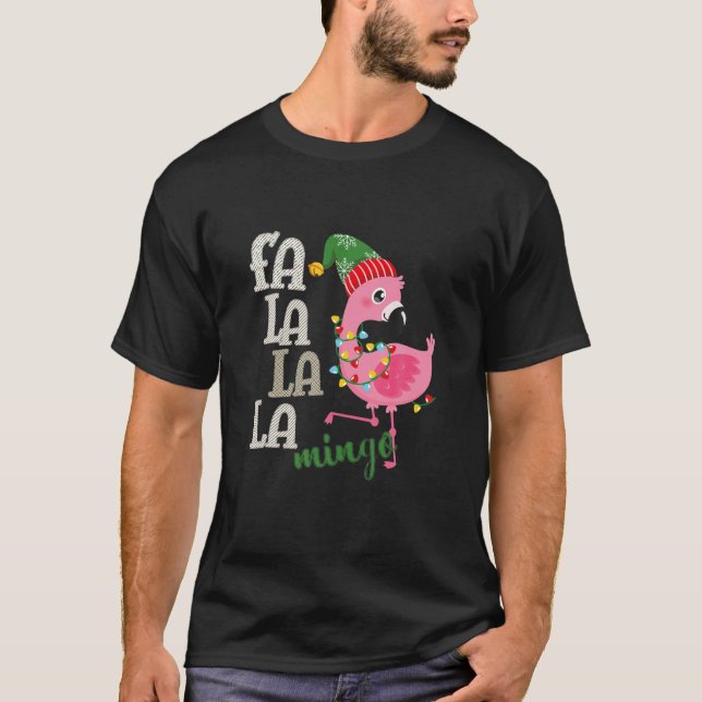 Camiseta Fa Cuta La La Mingo Flamingo Para O Natal (Frente)