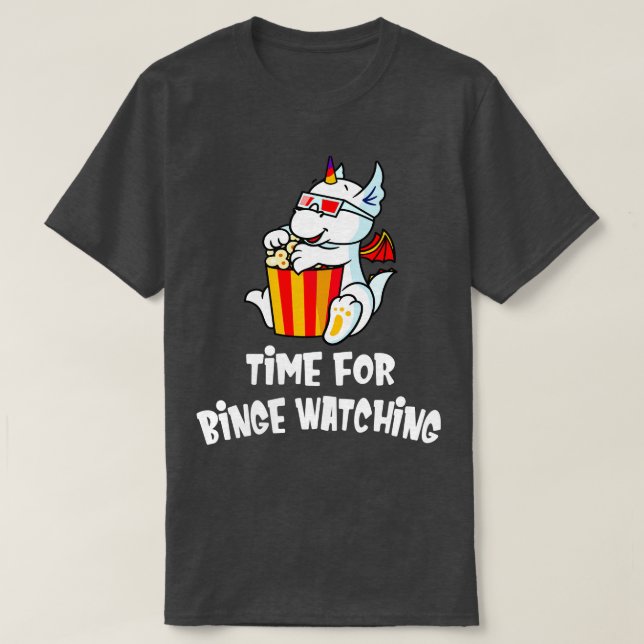 Camiseta Fã de Cinema de Dragão Fofo Maratona (Frente do Design)