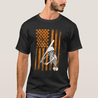 Camiseta Fã de Esqueleto de Beisebol Esqueleto Halloween Ba