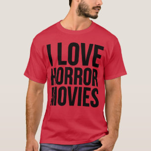 Camiseta Fã de Filme de Terror Divertido Eu Amo Filmes de T