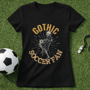 Camiseta Fã de Futebol Gótico Esqueleto Chutador