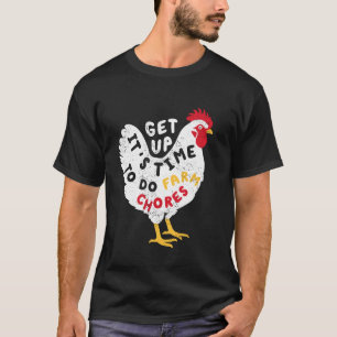 Camiseta Fã de Galinha Engraçado Fazendeiro Acorda Está Na