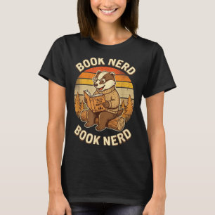 Camiseta Fã de livros engraçado lendo texugo design retrô p