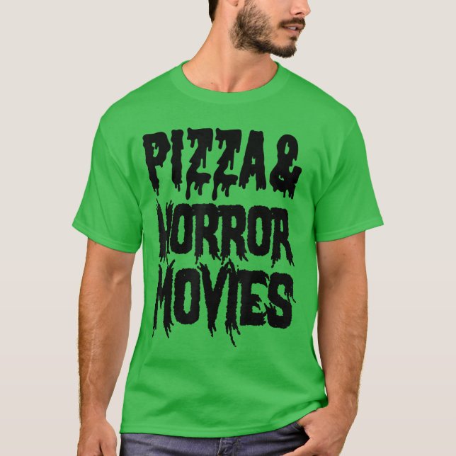 Camiseta Fã de Pizza de Terror Pizza Engraçada E Fãs de Fil (Frente)