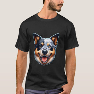 Camiseta Fã Feliz do Cão Pastor Australiano Rosto de Cachor