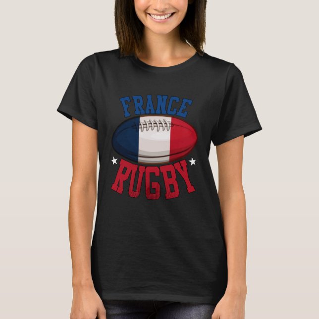 Camiseta Fã Francês do Jogador de Esportes de Rugby (Frente)