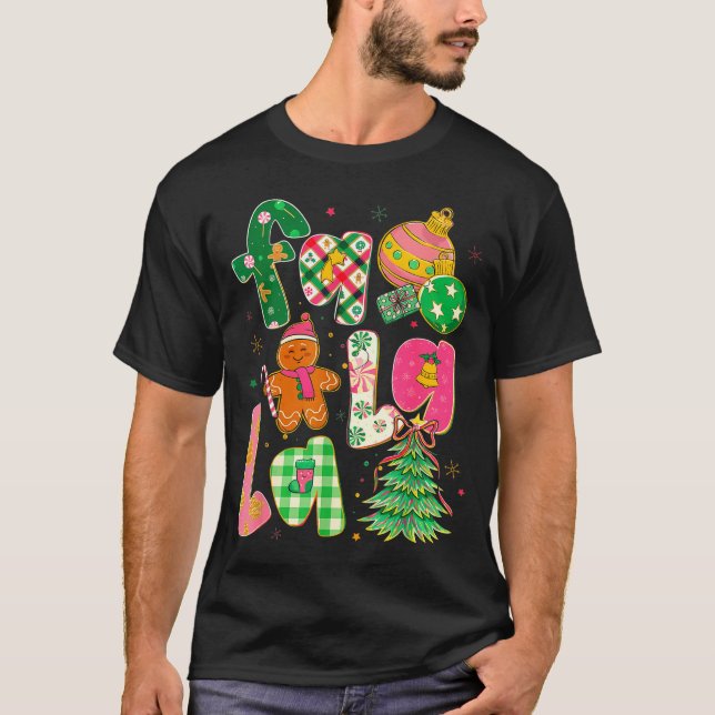 Camiseta Fa La La Coquette Christmas Gingerbread Tree  (Frente)