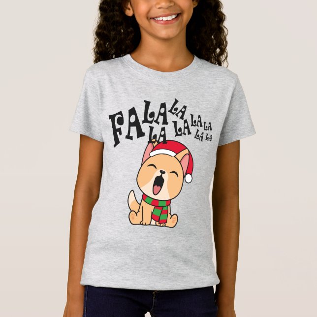 Camiseta Fa La La La La La Christmas Dog Singing Jersey Shi (Frente)
