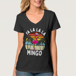 Camiseta Fa La La La Mingo Christmas Flamingo Palm Tro
