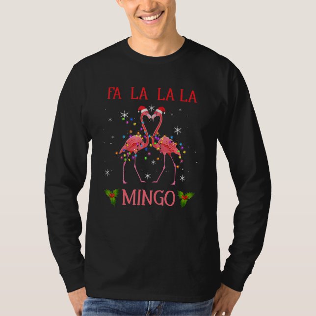 Camiseta Fa La La La Mingo Flamingo For Christmas Xmas Paja (Frente)