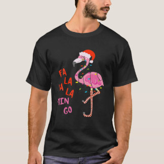 Camiseta Fa La La La Mingo Flamingo Para O Natal Paja