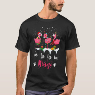 Camiseta Fa La La La Mingo Flamingo Para O Natal Paja