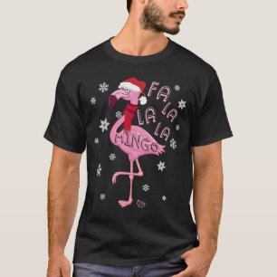 Camiseta Fa La La La Mingo Funny Flamingo Rosa Rosa em Sant