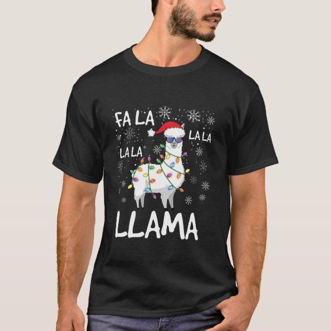 Camiseta Fa La La Llama Women Men Kids Funny Llama Christma (Frente)