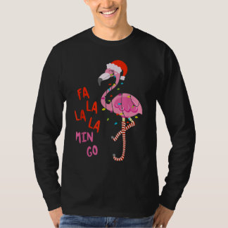 Camiseta Fa La La mingo Flamingo no Natal