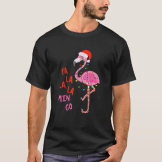 Camiseta Fa La La Mingo-Flamingo Para O Natal