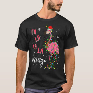 Camiseta Fa La La mingo Flamingo para o Natal