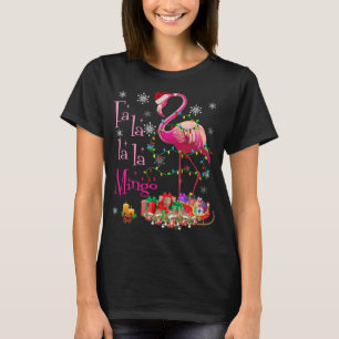 Camiseta Fa La La mingo Flamingo para o Natal
