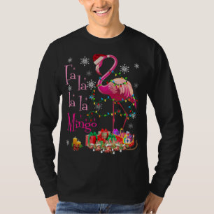 Camiseta Fa La La mingo Flamingo para o Natal