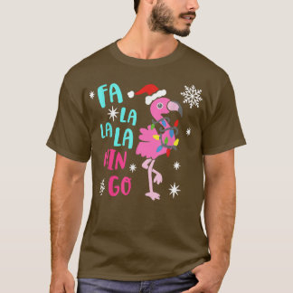 Camiseta Fa La La mingo Flamingo Para O Natal Paja