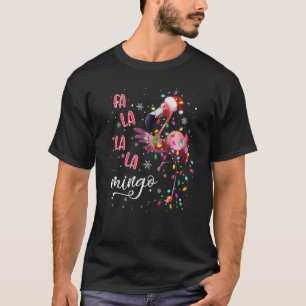 Camiseta Fa la la Mingo Flamingo Rosa Fofo Chapéu de Papai 