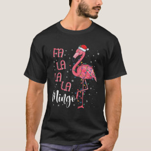 Camiseta Fa La La Mingo Natal Flamingo Luzes Árvore Natal