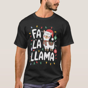 Camiseta Fa La Llama Funny Natal Lights Holiday Llama