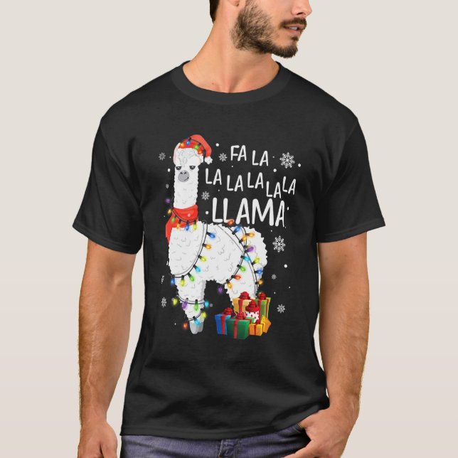 Camiseta Fa La Llama Funny Natal Llama Lo (Frente)