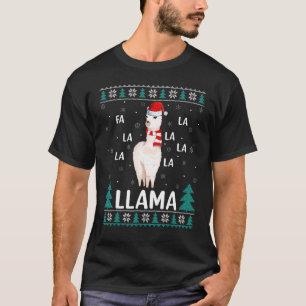Camiseta Fa La Llama Lighting Xmas Tree Ugly Llama Chr