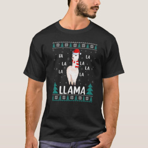 Camiseta Fa La Llama Lighting Xmas Tree Ugly Llama Chr