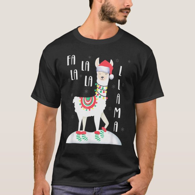 Camiseta Fa La Llama Papais noeis Natal Xmas (Frente)