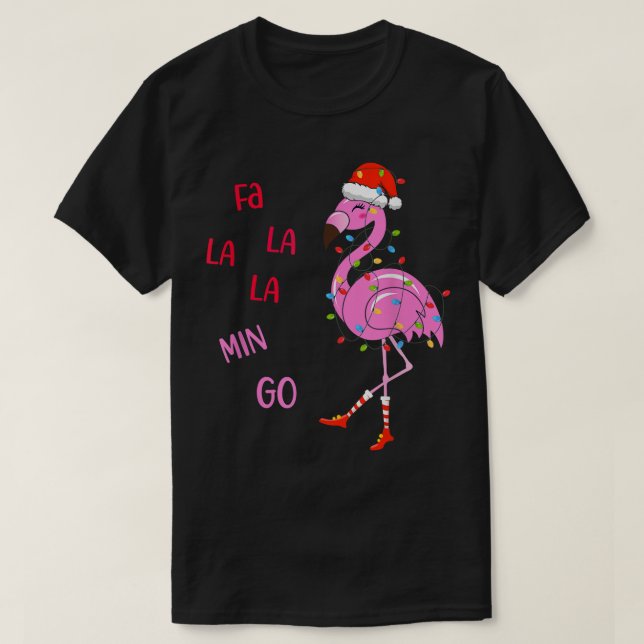 Camiseta Fa La Mingo Christmas Flamingo Tree Sant (Frente do Design)