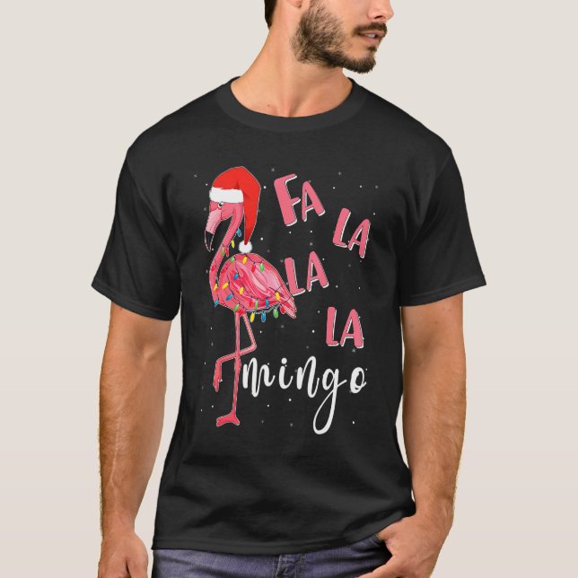 Camiseta Fa La Mingo Cute Flamingo Natal Fla (Frente)