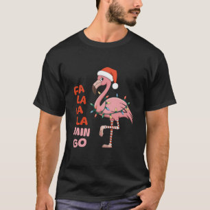 Camiseta Fa La Mingo Flamingo Árvore De Natal Lights Xmas